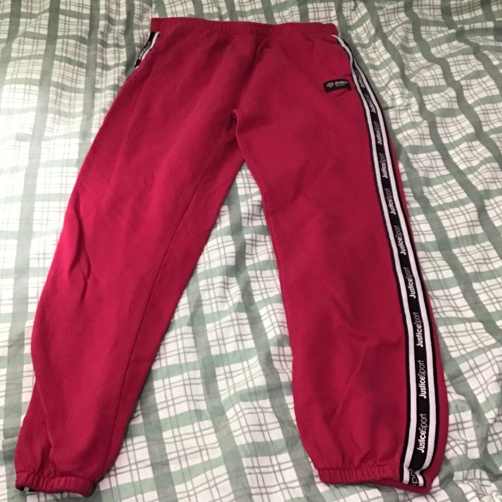 Red/pink discontinued justice sport sweatpants size kids 16-18 or XL